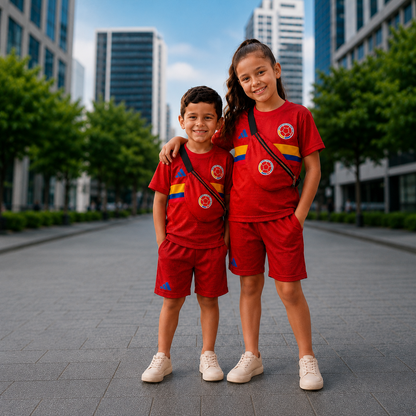 🇨🇴 Set Deportivo Infantil Colombia — Camiseta + Short + Bolso GRATIS | Tallas 4-16 años