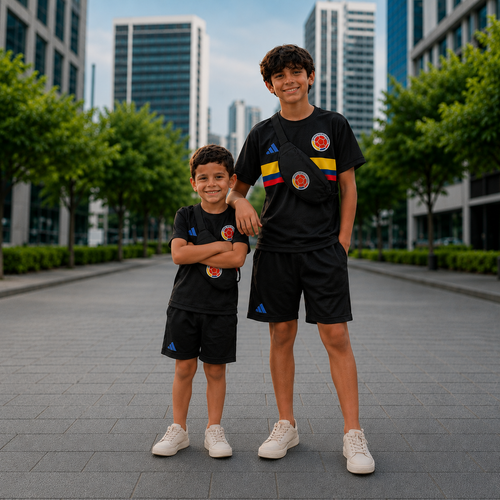 🇨🇴 Set Deportivo Infantil Colombia — Camiseta + Short + Bolso GRATIS | Tallas 4-16 años